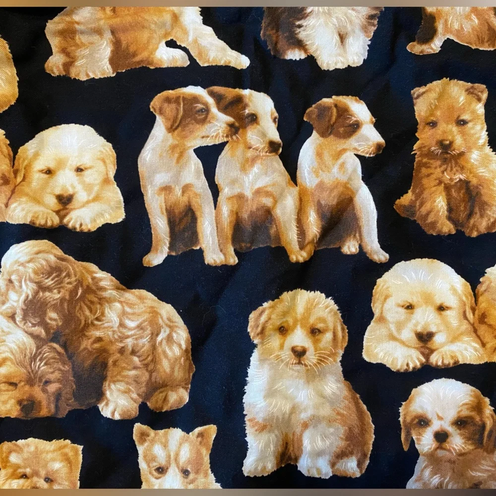 Handmade Black with Gold Trim Puppy Waist Apron - Picture 3 of 4